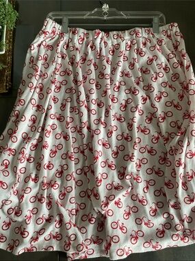 White Swing Skirt Red Bicycle Pattern ladies clothes